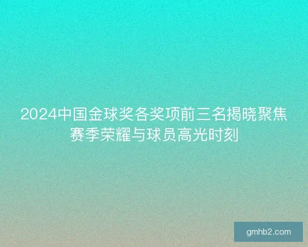 2024中国金球奖各奖项前三名揭晓聚焦赛季荣耀与球员高光时刻
