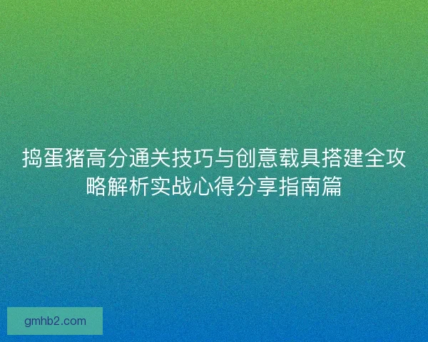 捣蛋猪高分通关技巧与创意载具搭建全攻略解析实战心得分享指南篇
